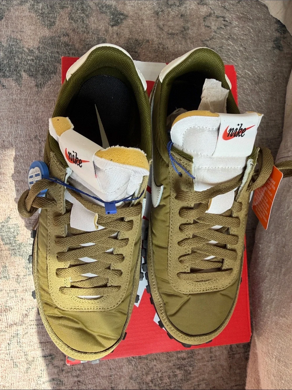 Nike Olive Green and White Waffle Racer Sneakers Moon shoes